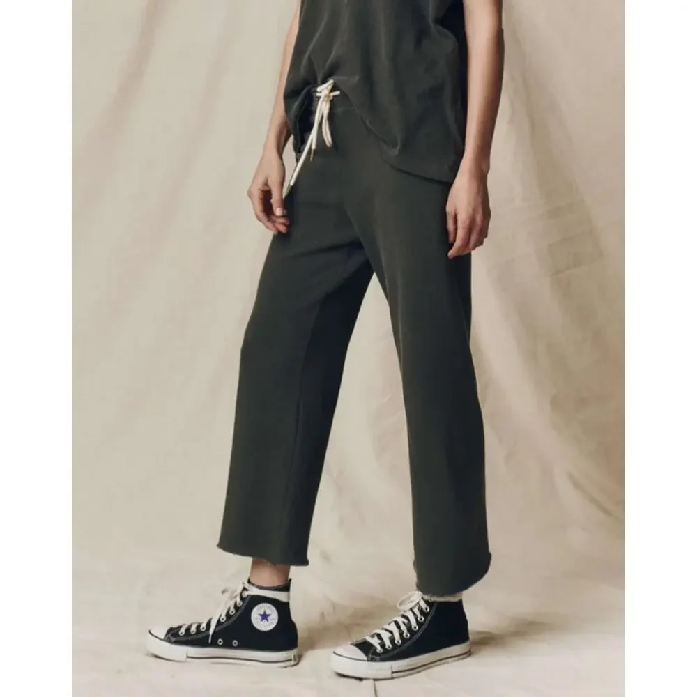 THE GREAT The Wide Leg Cropped Sweatpant Lounge Washed Black Shopbop 0 XS $195 - Picture 11 of 11